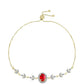 Pulsera de Plata Bañada en Oro con Ágata Roja y Topacio Blanco