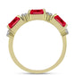 Anillo de Plata Bañada en Oro con Ágata Roja y Topacio Blanco
