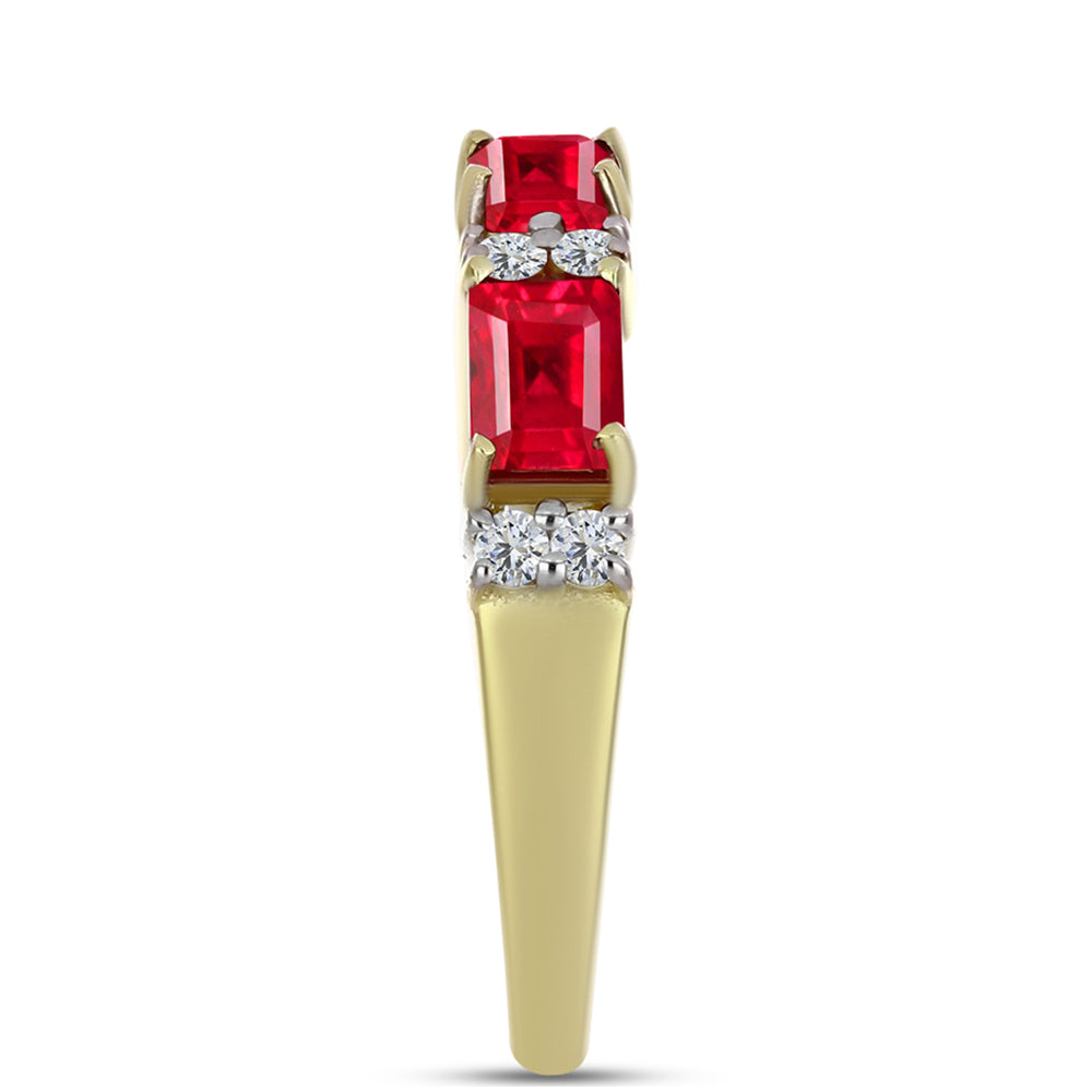 Anillo de Plata Bañada en Oro con Ágata Roja y Topacio Blanco