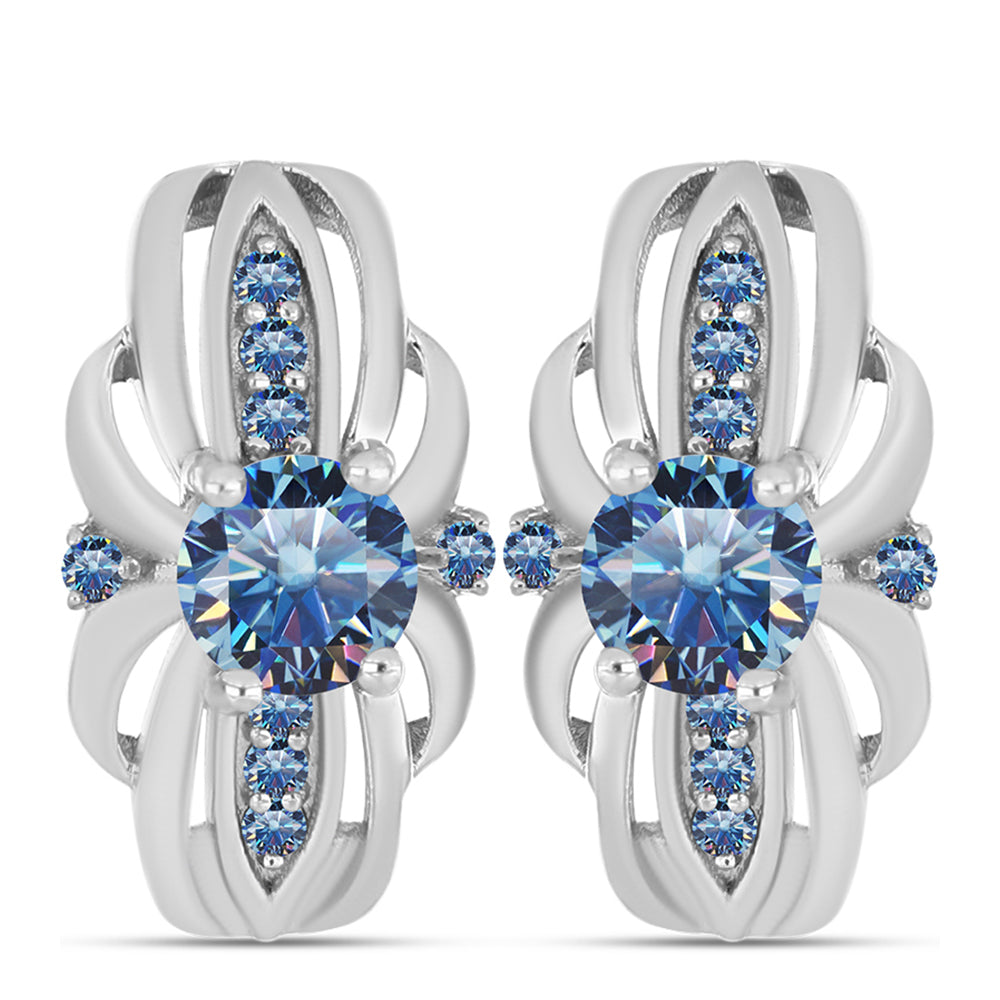 Pendientes de Plata con Moisanita azul océano 1 