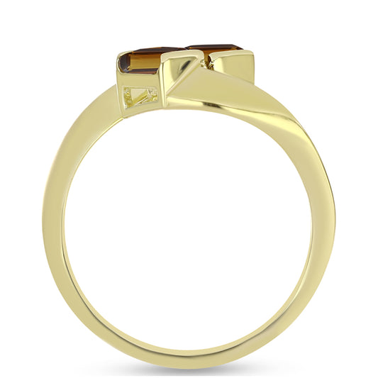 Anillo de Plata Bañada en Oro con Cuarzo Coñac