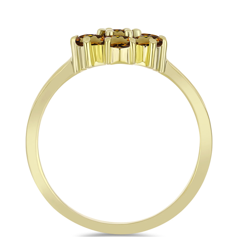 Anillo de Plata Bañada en Oro con Cuarzo Coñac 2 