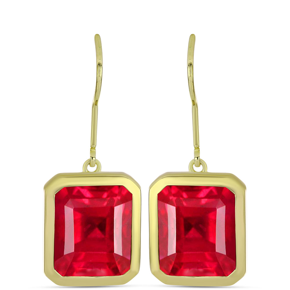 Pendientes de Plata Bañada en Oro con Ágata Roja