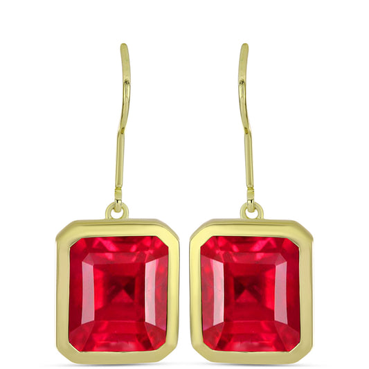 Pendientes de Plata Bañada en Oro con Ágata Roja