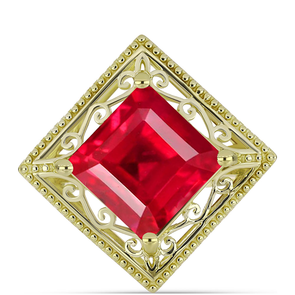 Anillo de Plata Bañada en Oro con Ágata Roja 1 