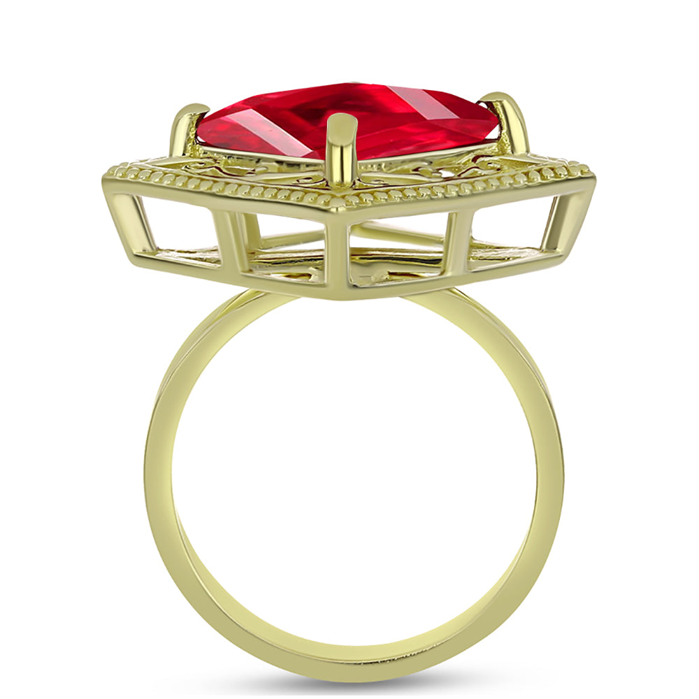 Anillo de Plata Bañada en Oro con Ágata Roja 2 