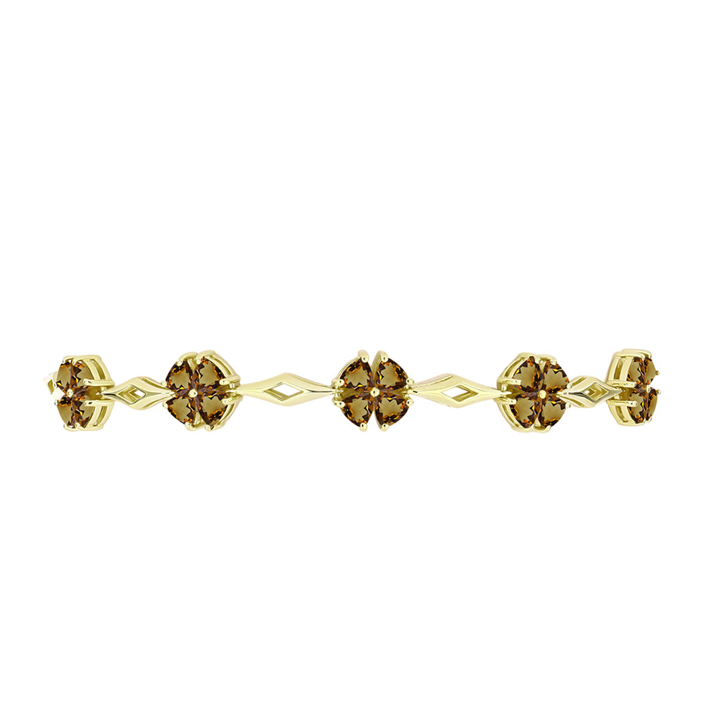 Pulsera de Plata Bañada en Oro con Cuarzo Coñac