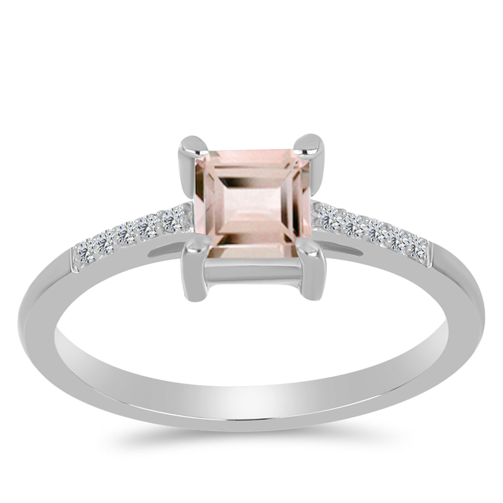 Anillo de Plata con Morganita de Gozareh y Topacio Blanco 3 