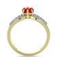 Anillo de Plata Bañada en Oro con Ágata Roja y Topacio Blanco