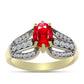 Anillo de Plata Bañada en Oro con Ágata Roja y Topacio Blanco
