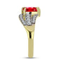 Anillo de Plata Bañada en Oro con Ágata Roja y Topacio Blanco