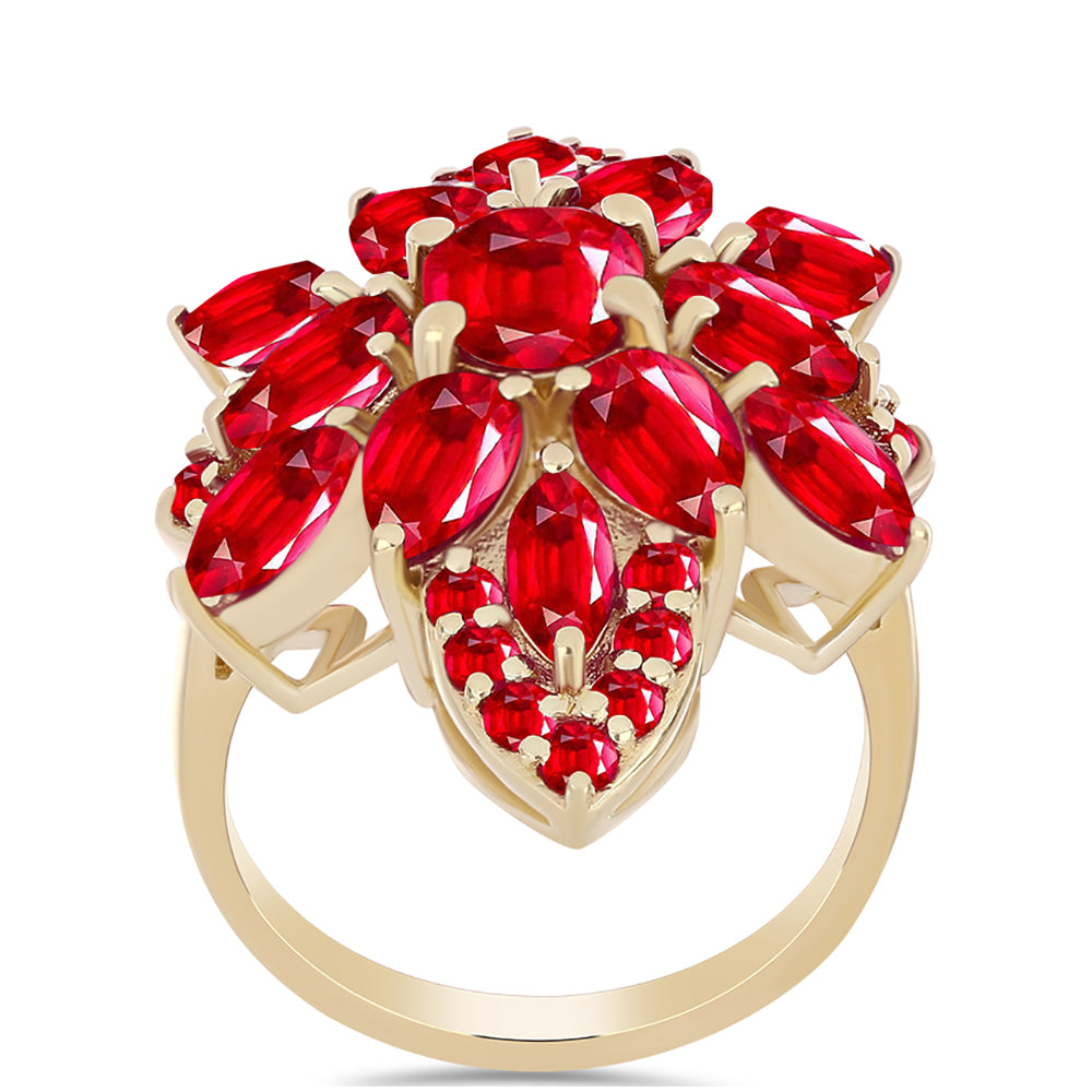 Anillo de Plata Bañada en Oro con Ágata Roja