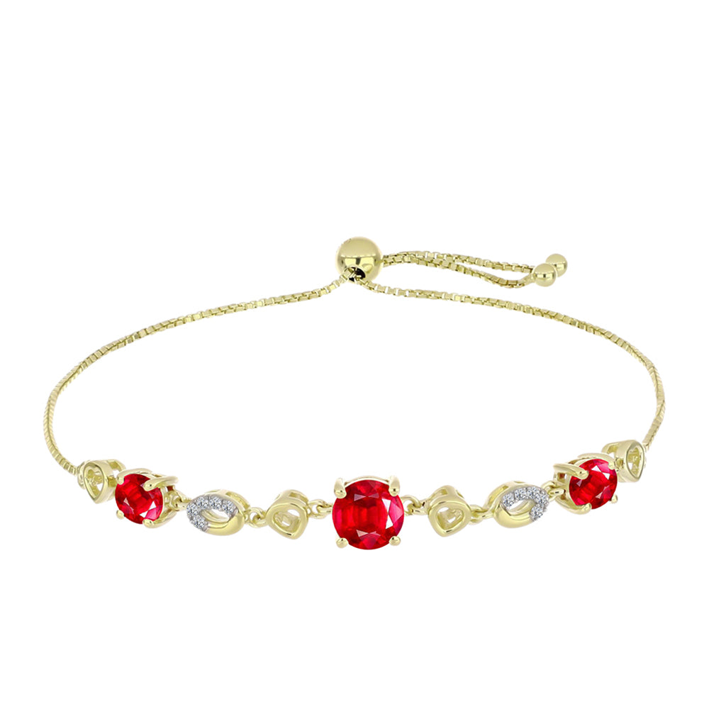 Pulsera de Plata Bañada en Oro con Ágata Roja y Topacio Blanco 1 