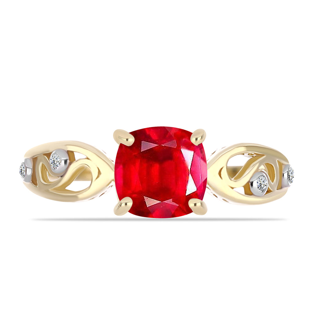 Anillo de Plata Bañada en Oro con Ágata Roja y Topacio Blanco 1 