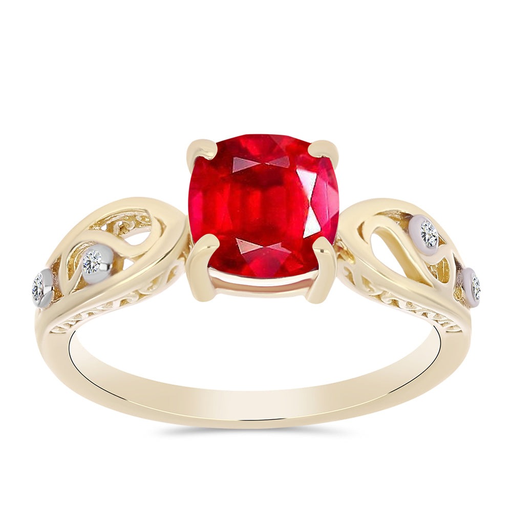 Anillo de Plata Bañada en Oro con Ágata Roja y Topacio Blanco 3 