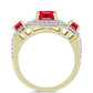 Anillo de Plata Bañada en Oro con Ágata Roja y Topacio Blanco