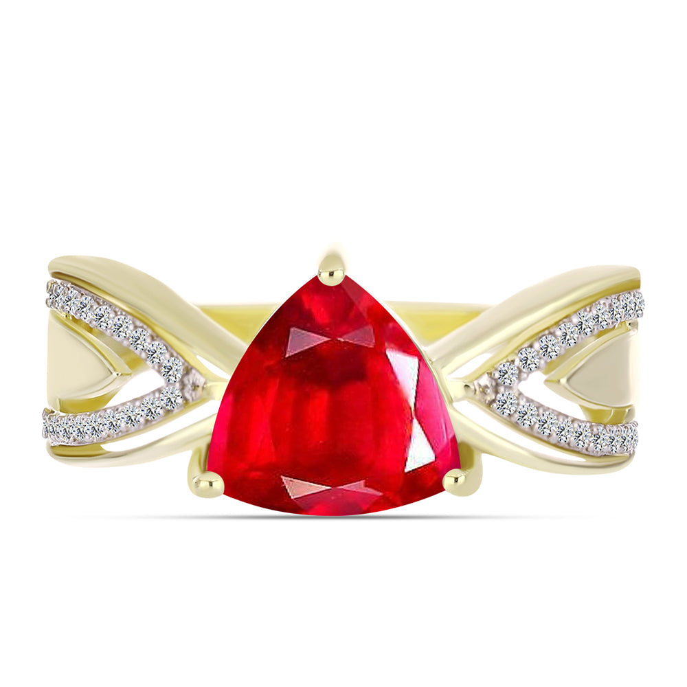 Anillo de Plata Bañada en Oro con Ágata Roja y Topacio Blanco 1 