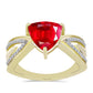 Anillo de Plata Bañada en Oro con Ágata Roja y Topacio Blanco