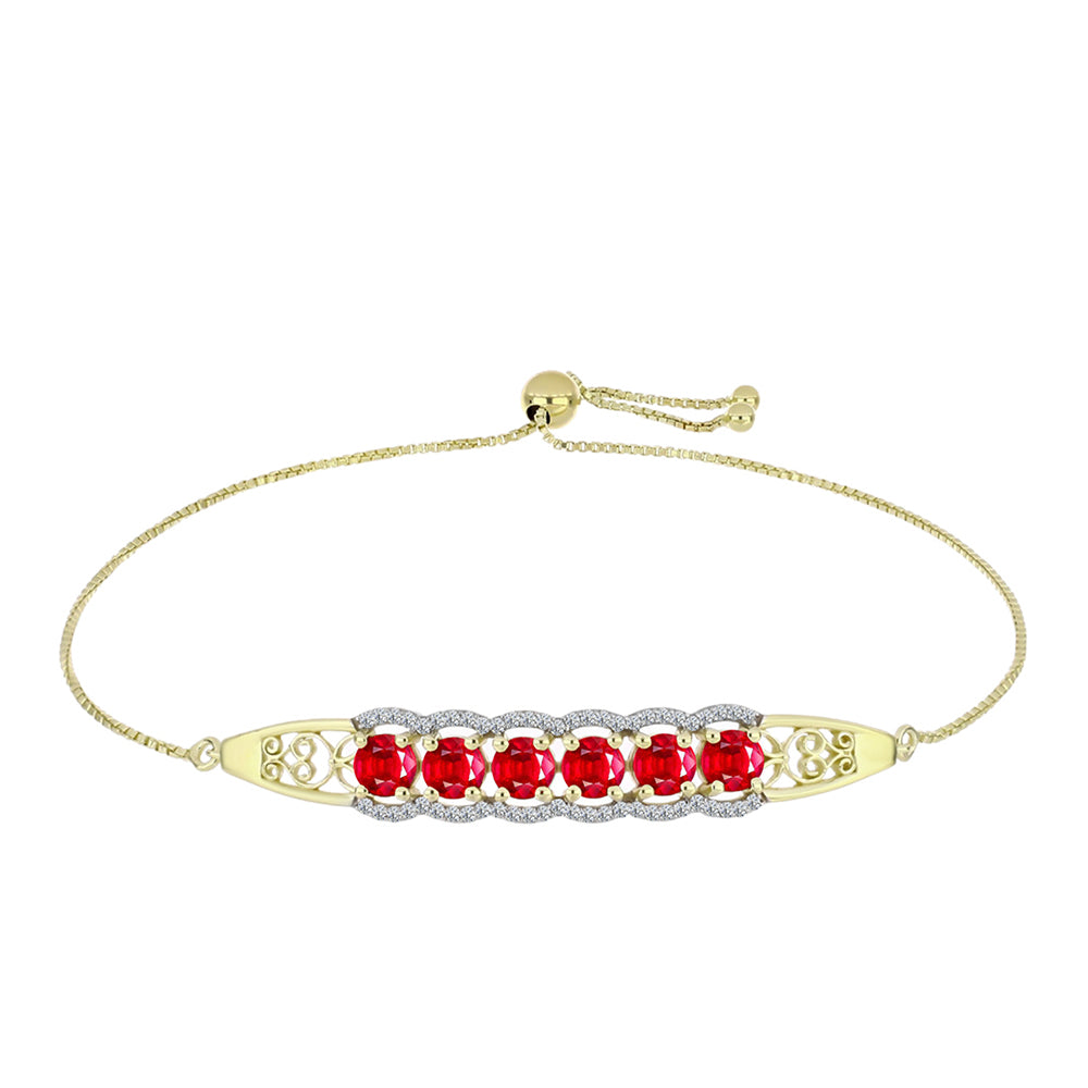 Pulsera de Plata Bañada en Oro con Ágata Roja y Topacio Blanco 1 