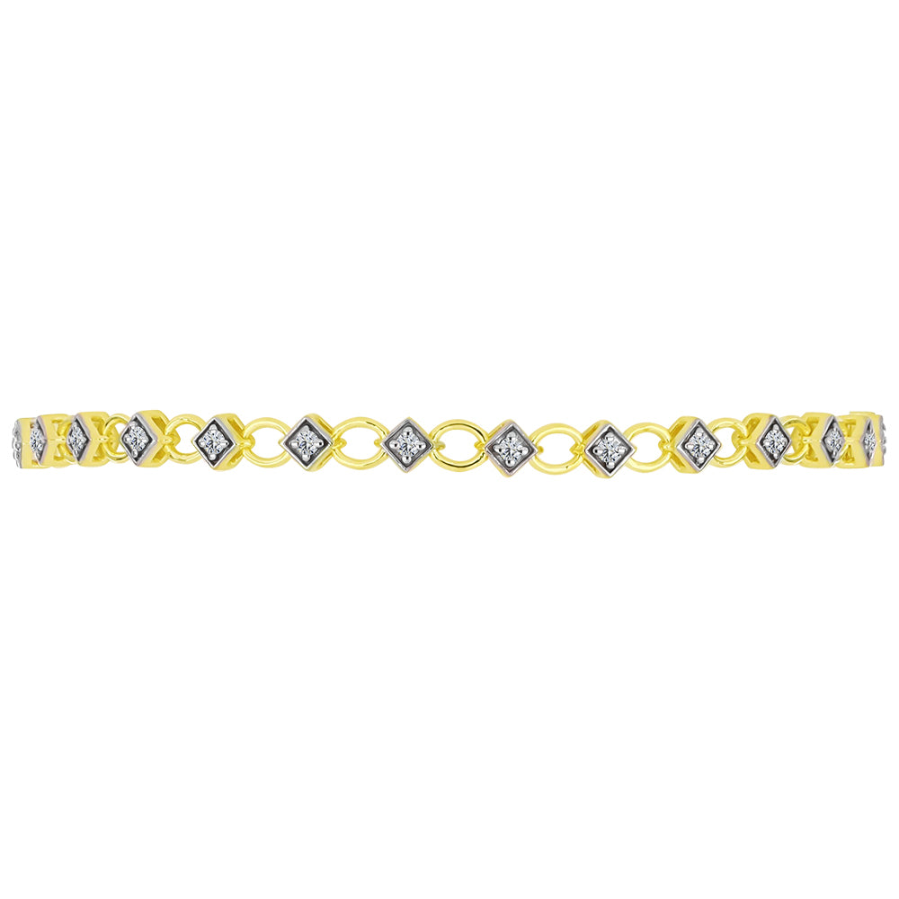 Pulsera de Plata Bañada en Oro con Diamante certificado y cultivado en laboratorio