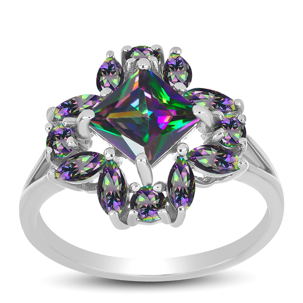 Anillo de Plata con Cuarzo Místico Verde de Brasil