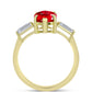 Anillo de Plata Bañada en Oro con Ágata Roja y Topacio Blanco