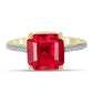 Anillo de Plata Bañada en Oro con Ágata Roja y Topacio Blanco