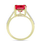 Anillo de Plata Bañada en Oro con Ágata Roja y Topacio Blanco