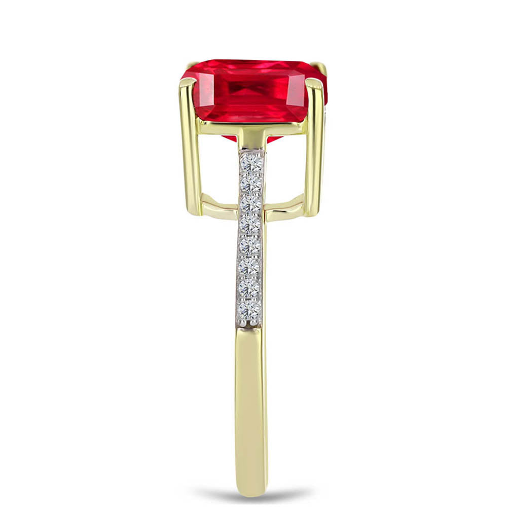 Anillo de Plata Bañada en Oro con Ágata Roja y Topacio Blanco 4 