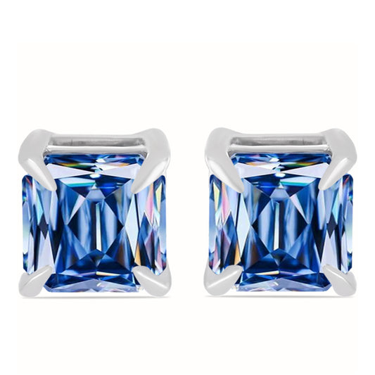 Pendientes de Plata con Moisanita azul océano