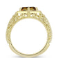 Anillo de Plata Bañada en Oro con Cuarzo Coñac