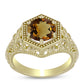 Anillo de Plata Bañada en Oro con Cuarzo Coñac