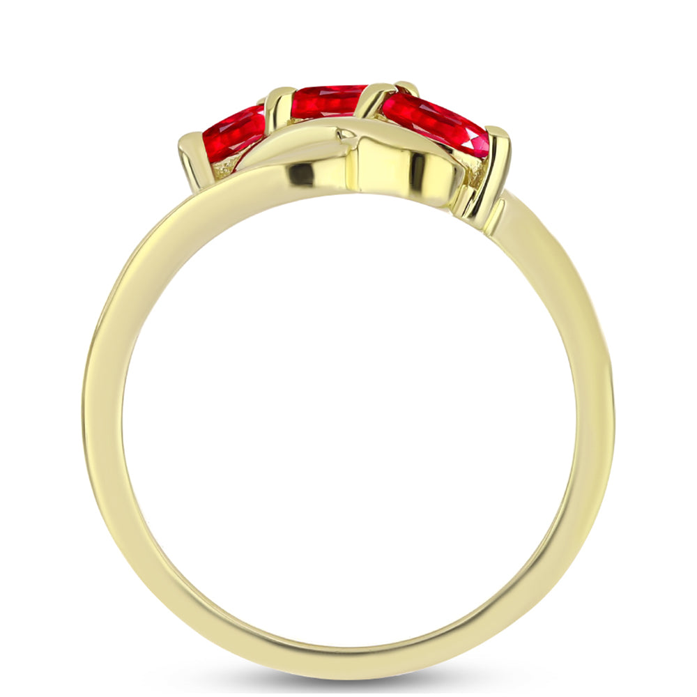 Anillo de Plata Bañada en Oro con Ágata Roja