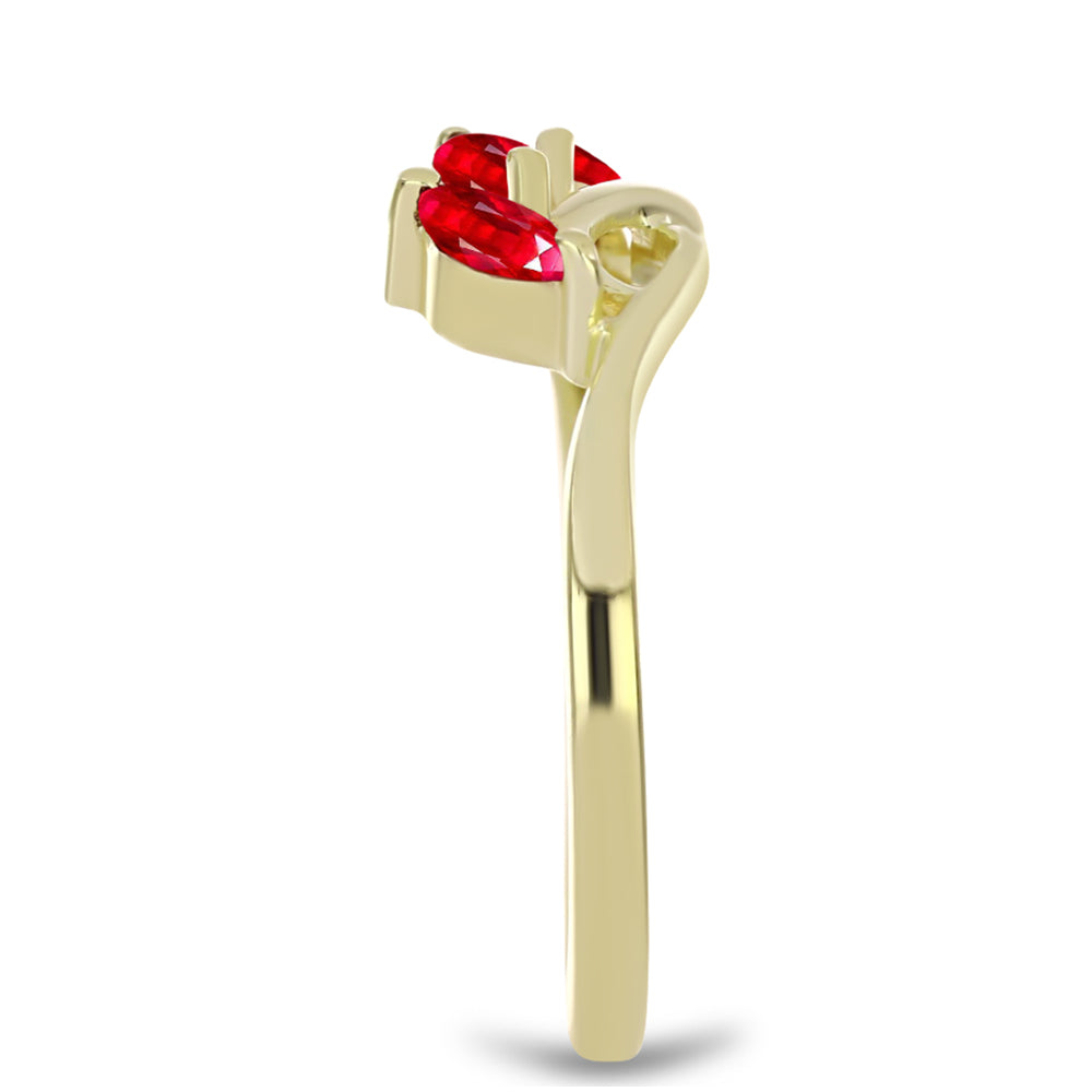 Anillo de Plata Bañada en Oro con Ágata Roja