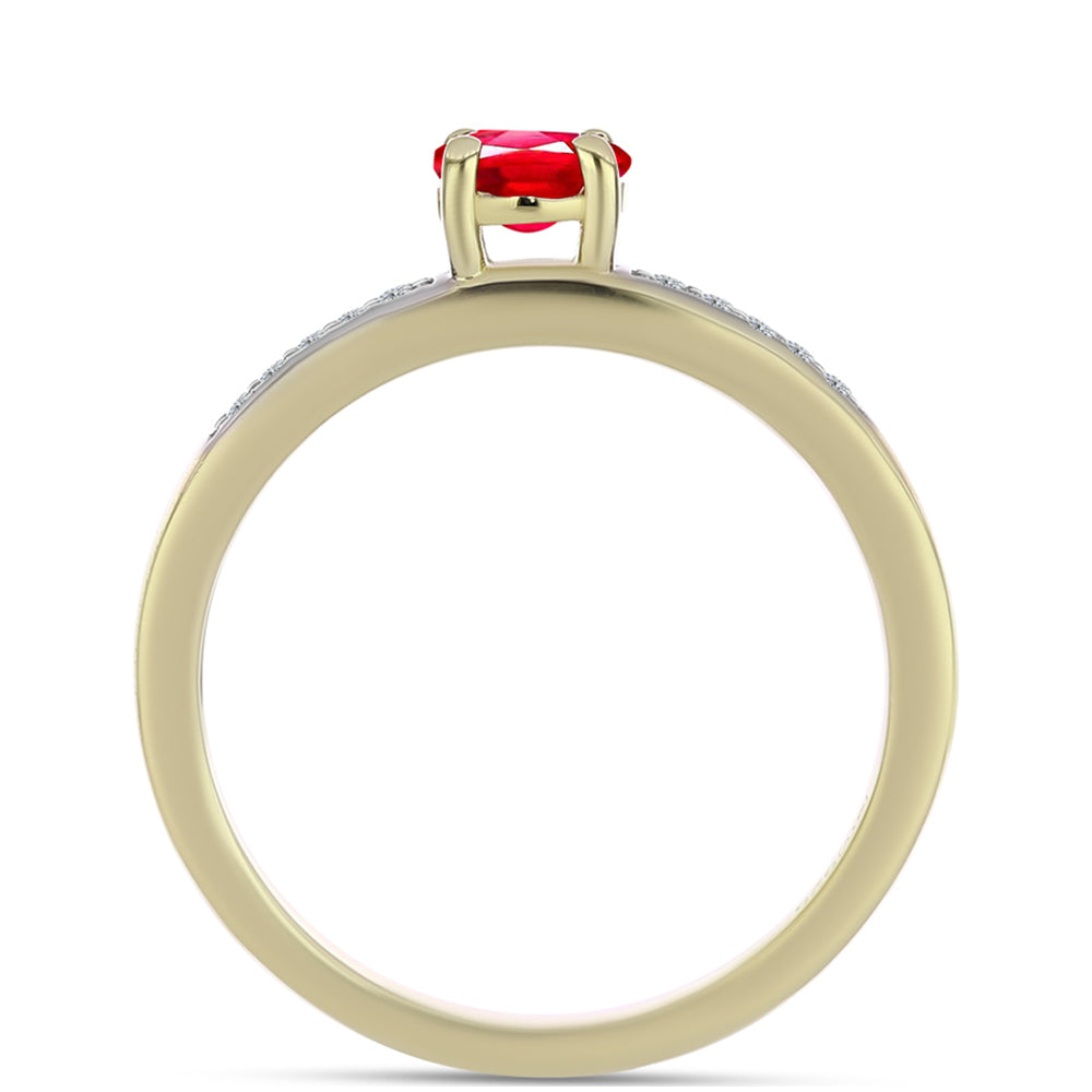 Anillo de Plata Bañada en Oro con Ágata Roja y Topacio Blanco