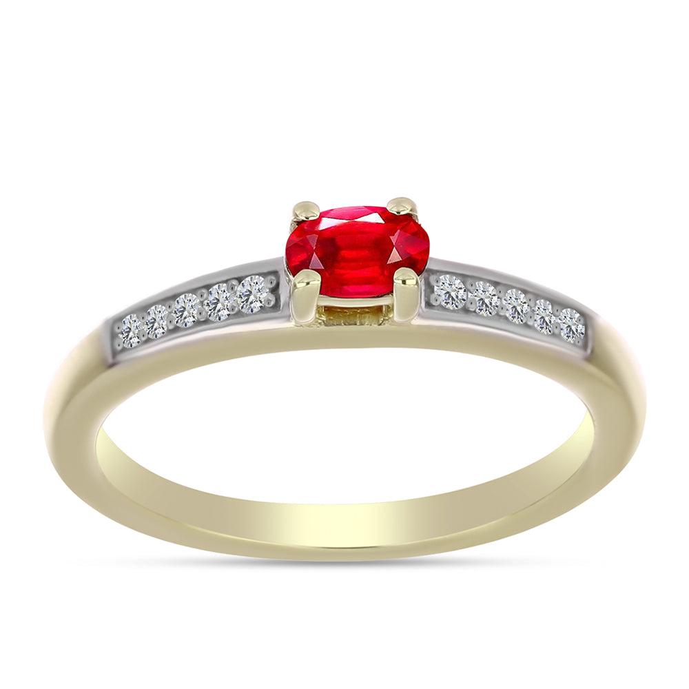 Anillo de Plata Bañada en Oro con Ágata Roja y Topacio Blanco 1 