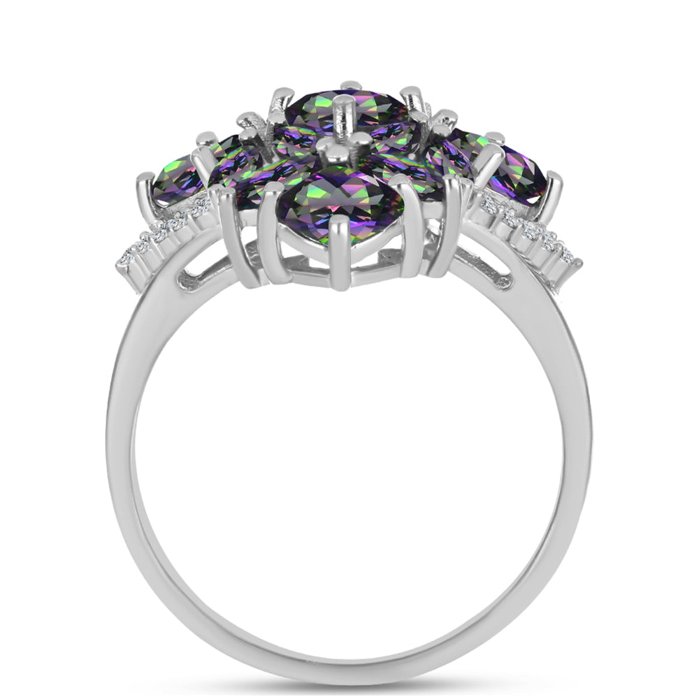 Anillo de Plata con Cuarzo Místico Verde de Brasil y Topacio Blanco 2 