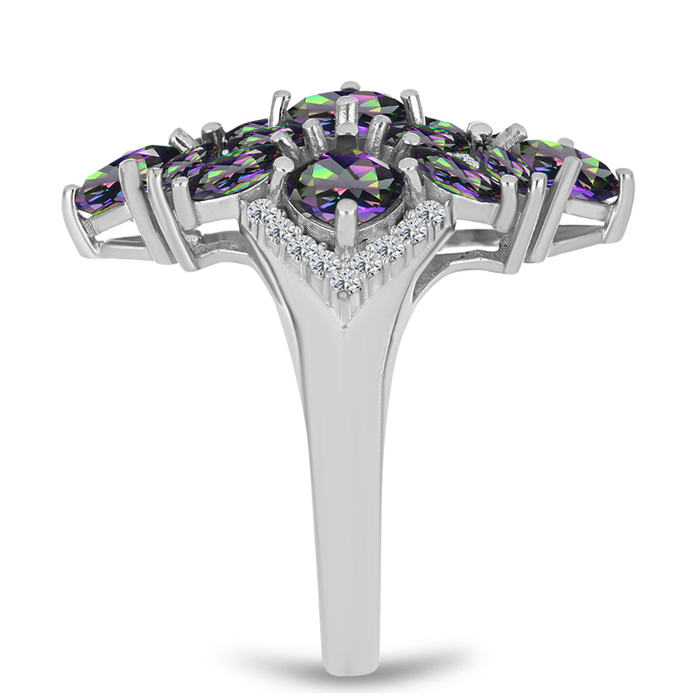 Anillo de Plata con Cuarzo Místico Verde de Brasil y Topacio Blanco 4 