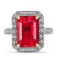 Anillo de Plata Bañada en Oro con Ágata Roja y Topacio Blanco