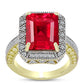 Anillo de Plata Bañada en Oro con Ágata Roja y Topacio Blanco