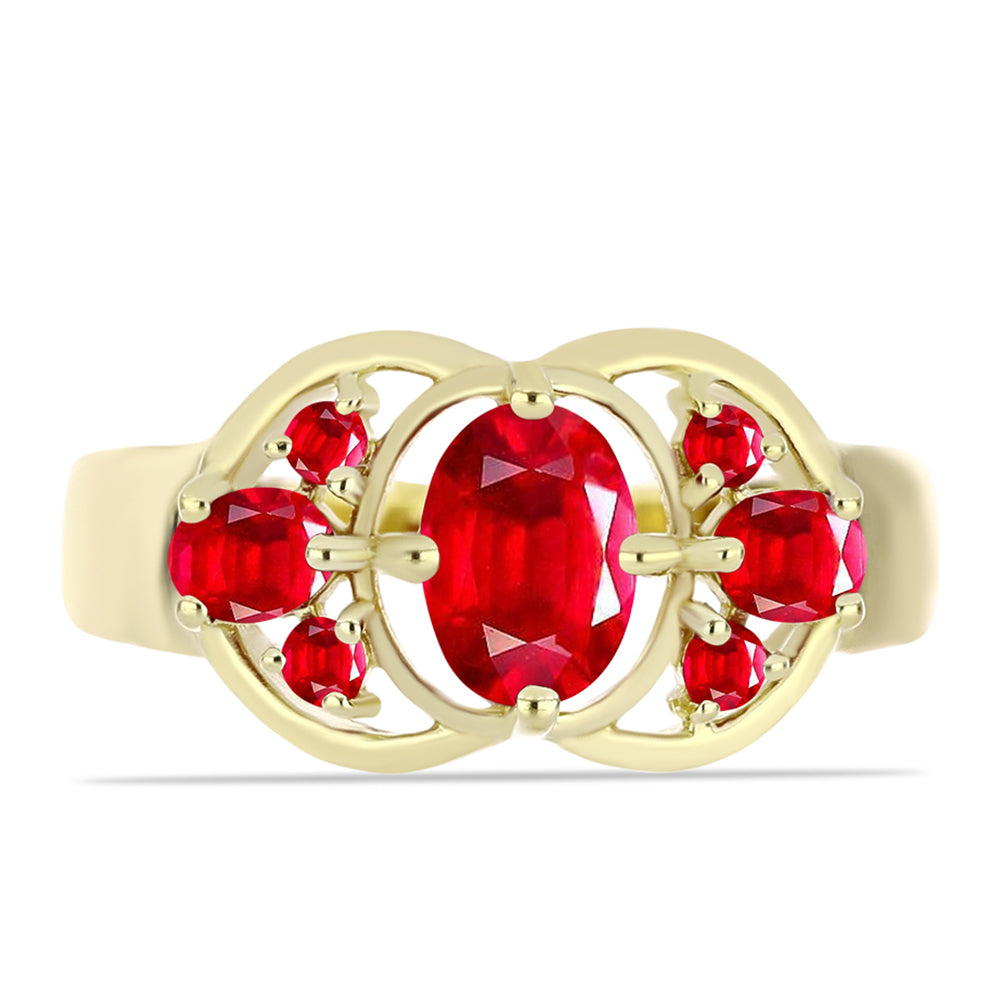 Anillo de Plata Bañada en Oro con Ágata Roja 1 