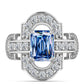 Anillo de Plata con Moisanita azul océano y Topacio Blanco