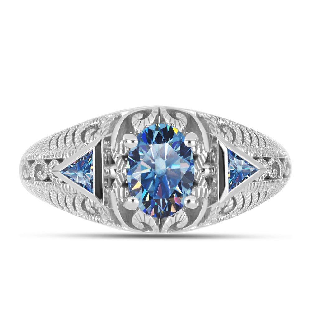 Anillo de Plata con Moisanita azul océano 1 