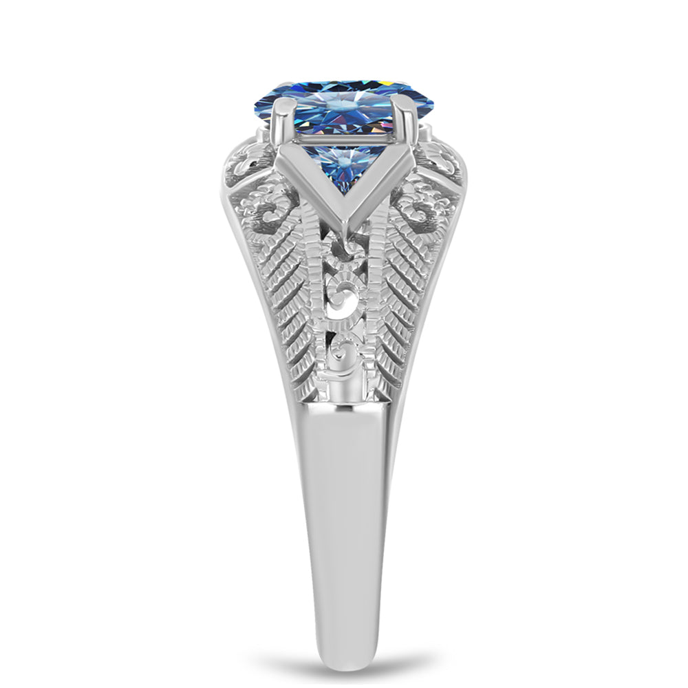 Anillo de Plata con Moisanita azul océano 4 