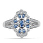 Anillo de Plata con Moisanita azul océano y Topacio Blanco