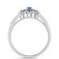 Anillo de Plata con Moisanita azul océano y Topacio Blanco