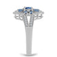 Anillo de Plata con Moisanita azul océano y Topacio Blanco