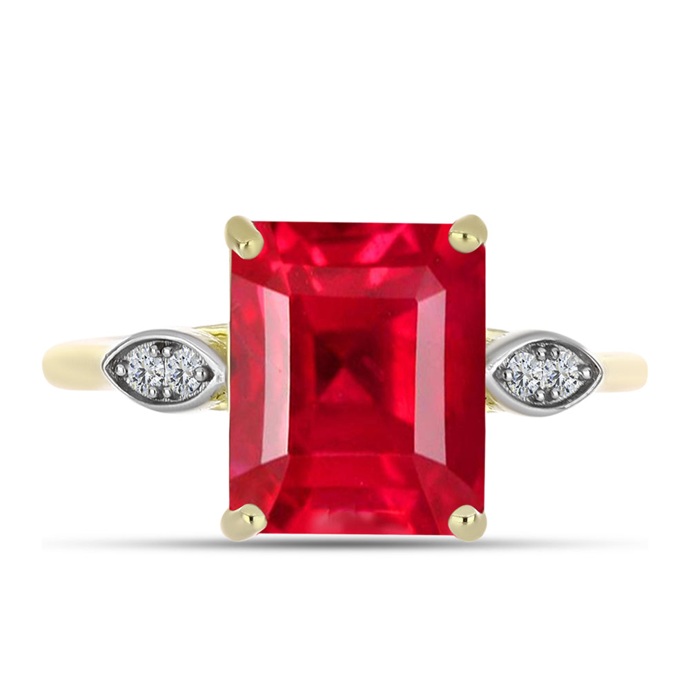 Anillo de Plata Bañada en Oro con Ágata Roja y Topacio Blanco 1 