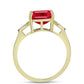 Anillo de Plata Bañada en Oro con Ágata Roja y Topacio Blanco