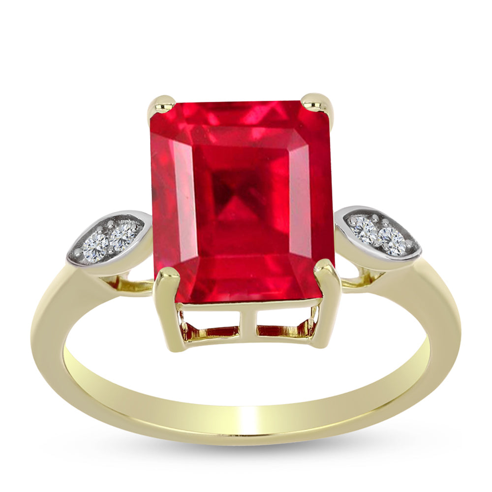 Anillo de Plata Bañada en Oro con Ágata Roja y Topacio Blanco 3 